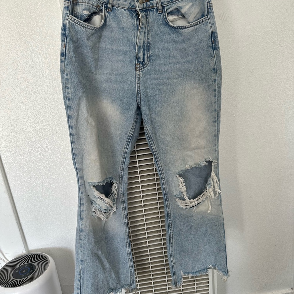 BDG Light Blue Distressed Cropped Flare Jeans